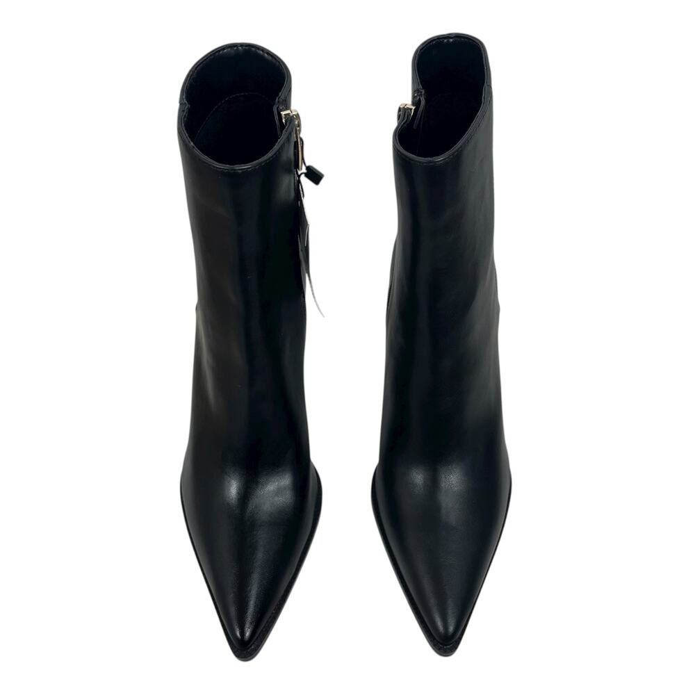 Mango Pointed Toe Block Heel Ankle Boots Black Si… - image 5